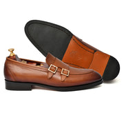 Mens tan crust leather formal loafer shoe, business & casual party wear - Feetique Footwea